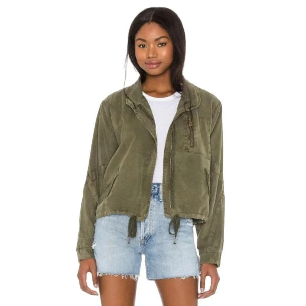 Young Fabulous & Broke Cara Military Green Lightweight Bomber Jacket Size M